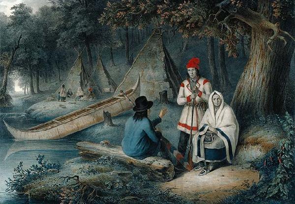 Cornelius Krieghoff Indian Wigwam in Lower Canada Norge oil painting art